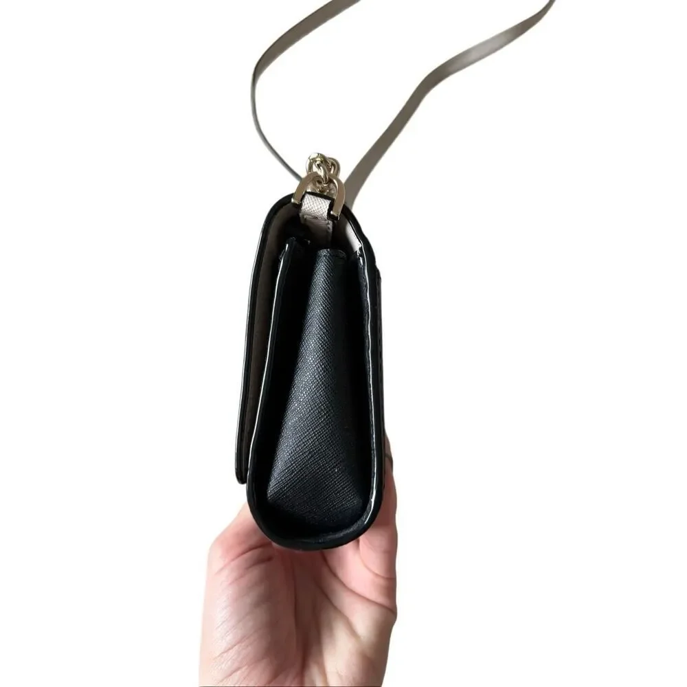 Kate‎ Spade Crossbody Bag Purse Leather Cream Black Chain